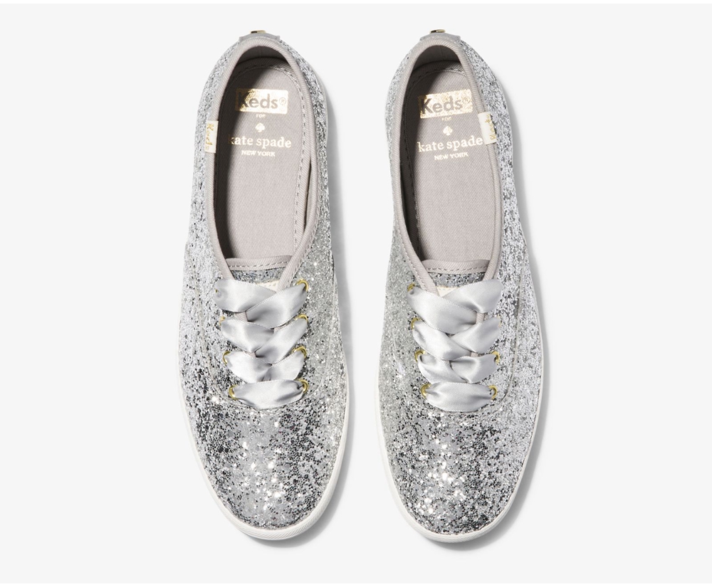 Tenis Keds Mujer Plateados - Kate Spade New York Champion Glitter - 5243-WYLOU